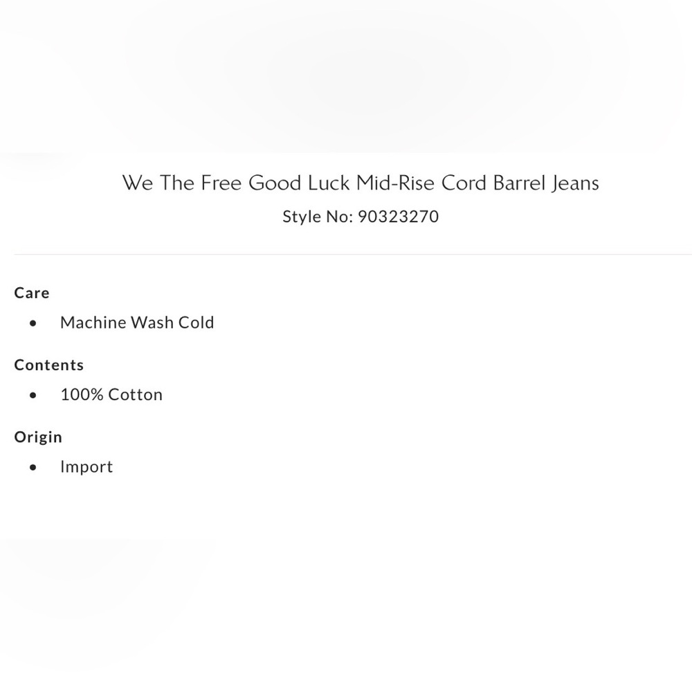 NEW Free People Size 29 We the Free Good Luck Mid Rise Cord Barrel Jeans $128 - Picture 8 of 8